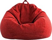 Indoor zitzak met EPS-parelvulling, pof, relaxstoel, zitkussen, vloerkussen, Bean Bag (M, rood)