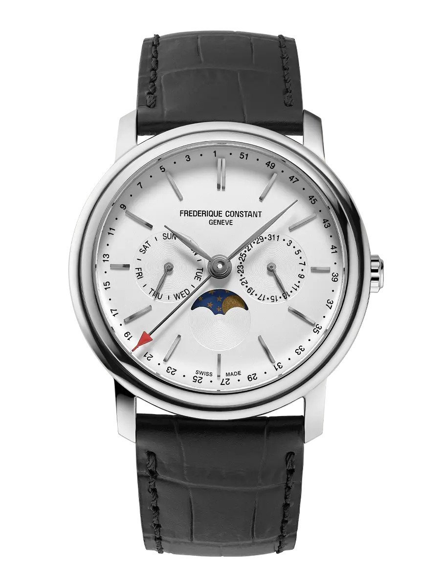 Frédérique Constant Classics Index Business Timer FC-270SW4P26 Horloge - Leer - Zwart - Ø 40 mm