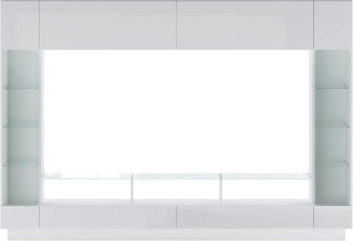 Homgoday TV-wandkasten met ledverlichting, 2 stuks, kastwand, tv-kast met veel opbergruimte, wandmontage, tv-meubel voor woonkamer, slaapkamer (zonder onderkast), wit, 40 x 30 x 60,5 cm
