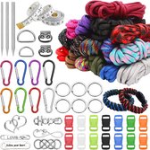 Paracord Set 16 Colours Paracord Cords 550 Nylon Cord Multifunctional 4 mm Paracord Rope Paracord Bracelet Set with Rope Buckle Sewing Needles, Colourful Paracord for DIY Crafts