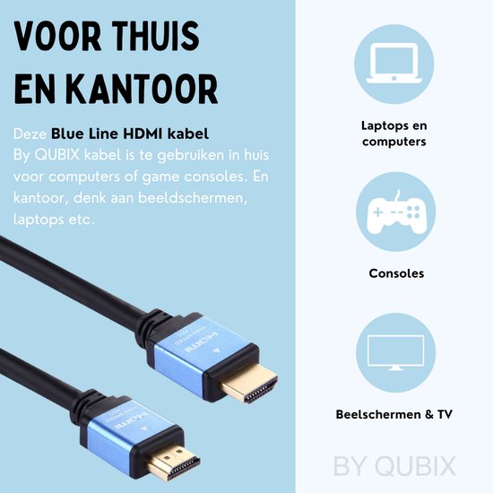 Câble HDMI 10 mètres 4K - HDMI vers HDMI - Version 2.0 - Haute vitesse - Câble HDMI 19 broches mâle vers HDMI 19 broches mâle - Ligne bleue