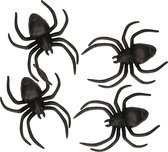 Nep spinnen/spinnetjes 12 cm - zwart - 4x stuks - Horror/griezel thema decoratie beestjes