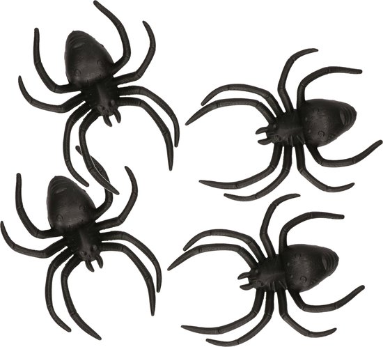 Lot De 12 Fausses Araignées Noires - Décoration Halloween 7x8cm