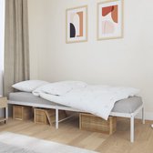 The Living Store Klassiek metalen bedframe - Een robuust en tijdloos ontwerp - Inclusief extra opbergruimte - Kleur- wit - Afmetingen- 196 x 95 x 31 cm (L x B x H) - Geschikte matras- 90 x 190 cm - The Living Store