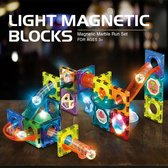 Magnetische blokken ballenbaan Glowing 75 st. - Light Magnetic Blocks - Magnetic Marble Run Set - Licht Magnetische Blokken - Magnetisch Speelgoed - Geschenkdoos - cadeau kinderen - knikkerbaan