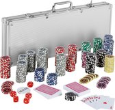 Poker - Ensemble de Poker - Ensemble de poker - Poker de poker - Jetons de Poker - Cartes de Poker - Étui de poker - Cartes de Poker - Y compris l'étui - 500 jetons - 57,5 x 21 x 6,5 cm - Argent