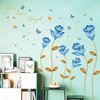 Blauwe Bloem Muurstickers Grote Tulp Bloemen Muursticker Live Liefde Lach Muur Decor Vlinder Vliegende Wandkunst voor Slaapkamer Woonkamer Kantoren Sofa TV Achtergrond Muurdecoratie