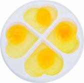 Magnetron Eenvoudige eieren, eieromelet voor magnetron, eierkoker, gebakken eierstroper, plastic eierkoker, magnetron eierkoker, voor magnetron, wit, eivorm, voor maximaal 4 eieren