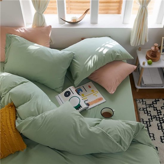 BEDSURE Beddengoed, 135 x 200 cm, 4-delig, 2 dekbedovertrekken 2 kussenslopen van 80 x 80 cm, Oeko-Tex standaard beddengoedsets, polyester, microvezel, met ritssluiting, gebrand oranje