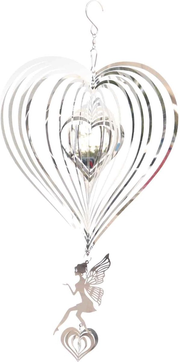 Carillon éolien rotatif en forme de cœur 3D, effet lumineux