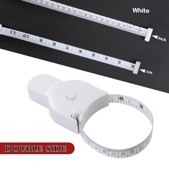 Metre Ruban 150cm Couleur Blanc et Noir 1,5m mm/cm