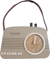 Horloge de table en bois en forme de radio. Couleur Grijs