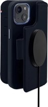 DECODED Detachable Wallet Case - iPhone 14 Plus - Afneembaar Hoesje met Pasjeshouder - Hoogwaardig Europees Leer - Magnetische Technologie van Apple - Donker Blauw
