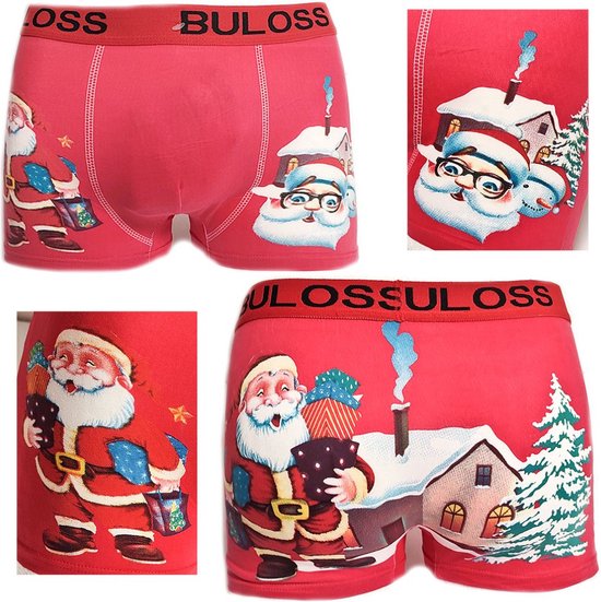 Kerstboxershort - Heren - Getailleerd - Katoen - Rood - Maat XXL