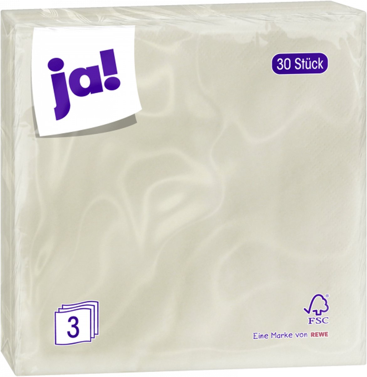 Ja! | 6 x 30 stuks papieren servetten | CHAMPAGNE | 3 laags | 33 x 33 cm | bbq | picknick | feest |