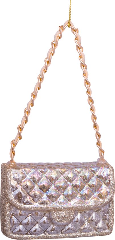 Ornament glass gold oil fashion bag H5.5cm