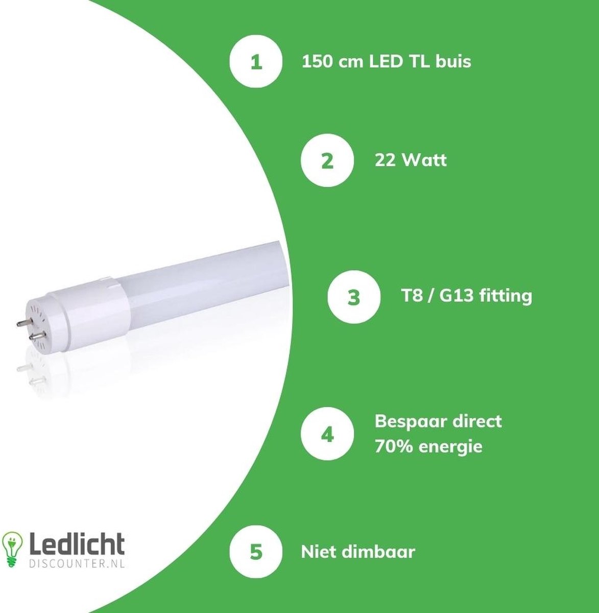 LvT - LED TL ECO - 150cm 24W vervangt 58W - 6000K 865 - daglicht wit - 1  jaar garantie | bol.com