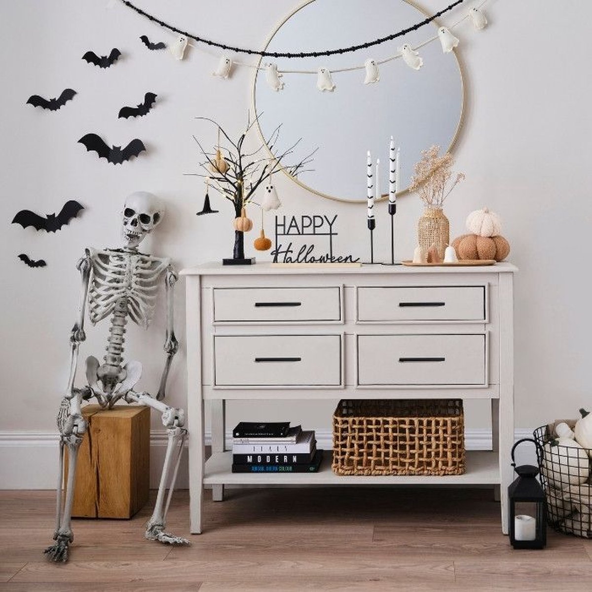 Decoratie boom zwart met lichtjes Deadly Soiree Ginger Ray