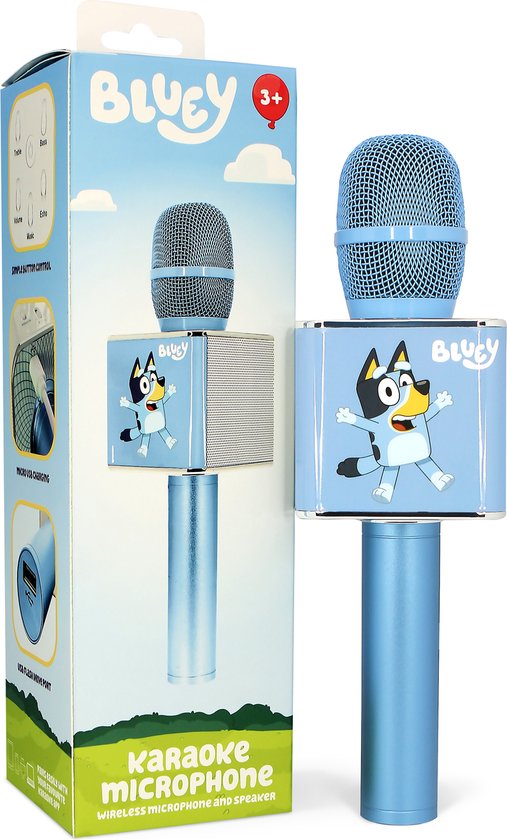 Microphone Sans Fil Bluetooth pour Appareil de Musique de Haute Qualité  pour PC Chantant Enfants Bleu