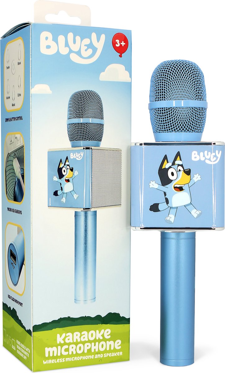 Bluey - draadloze karaoke microfoon voor kids - met speaker - stemopname