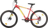 The Living Store Mountainbike 27.5 inch - Stalen frame - Verende voorvork - Aluminium velgen - 21 versnellingen - Rood