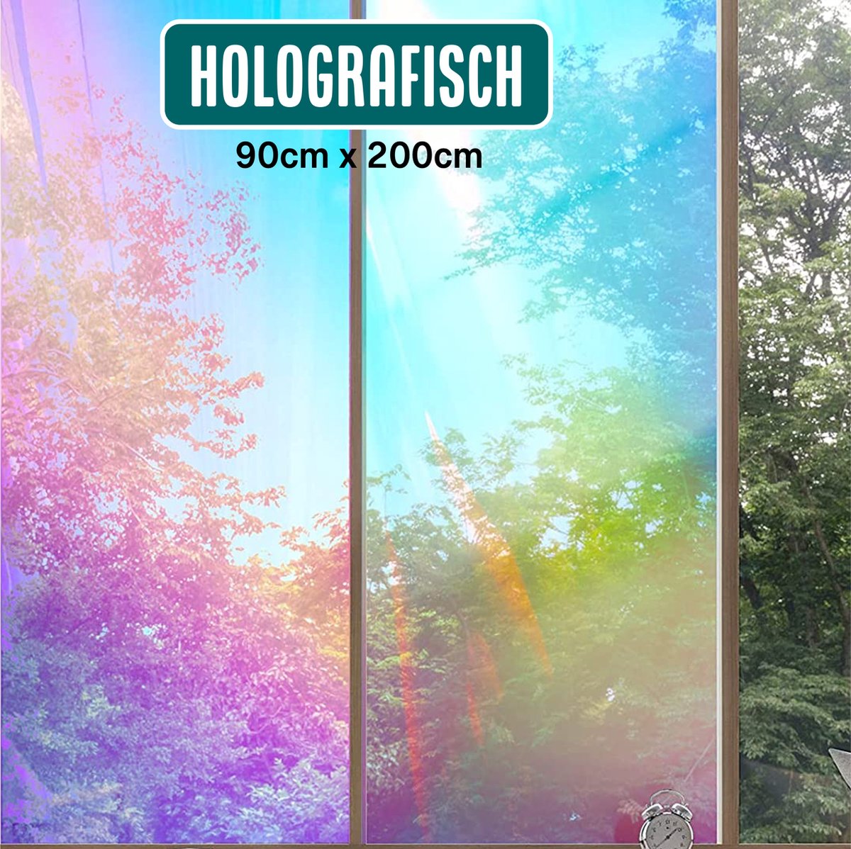 Homewell - Holografische raamfolie HR++ 90x200cm - Zonwerend & Isolerend - Statisch Zelfklevend - Zeepbel-effect - Homewell