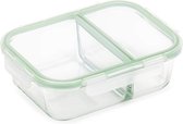 Rosmarino Vershoudbakje met Deksel - Meal Prep Bakjes - Meal Prep Bakjes Glas - Glazen Vershoudbakjes - Ovenschaaltjes 1 Persoon - Meal Prep Bakjes 2 Compartimenten - Vershoudbakjes Glas - 23x18 cm