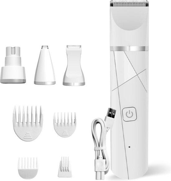 COCHO® professionele 4 in 1 Hondentondeuse Set -Ideaal voor Honden en Katten - Slijper Inbegrepen -Draadloos - Ultra stil