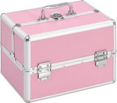 The Living Store Make-up koffer - roze - 22 x 30 x 21 cm (LxBxH) - ABS/Aluminium/Hout