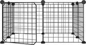 vidaXL - Huisdierenkooi - met - 8 - panelen - 35x35 - cm - staal - zwart