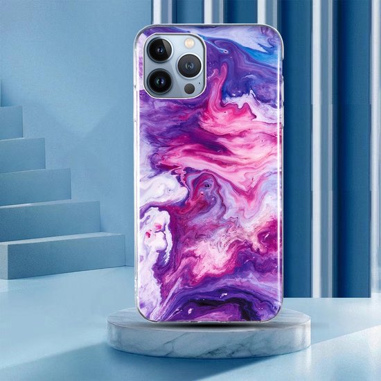 Coque iPhone 12 MINI - Coque arrière en Siliconen - Imprimé Marbre - Marbre Violet - Provium