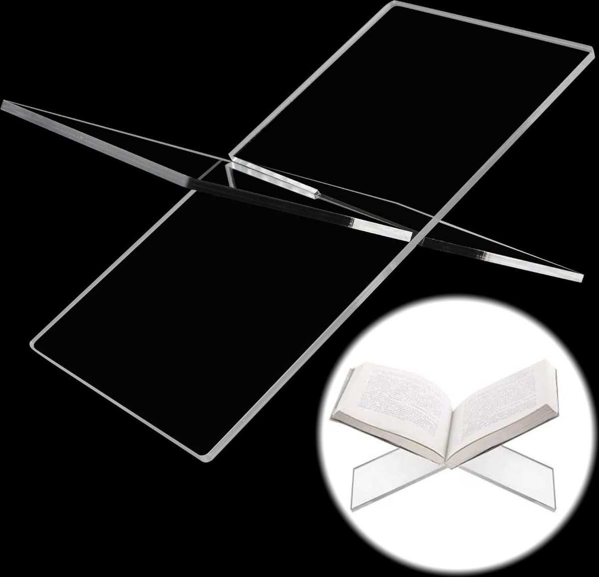 Acryl boekenstandaard schrijfstandaard boekhouder transparant X-vormig leesstandaard voor lezen keuken kantoor muziekstandaard tafelezel display boekenbioscopen 19 x 11 x 11 cm