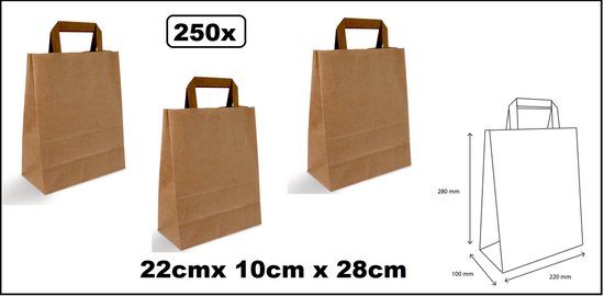 Papieren snacktas 70 g/m² - small - bruin - platte hengsels bedrukken? - Voordelig & snel bestellen