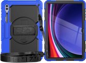 Mobigear Tablethoes geschikt voor Samsung Galaxy Tab S9 Ultra Hardcase Backcover | Mobigear SureGrip Xtreme + Schouderband | Schokbestendig Galaxy Tab S9 Ultra Telefoonhoesje | Anti Shock Proof + Standaard - Zwart / Blauw