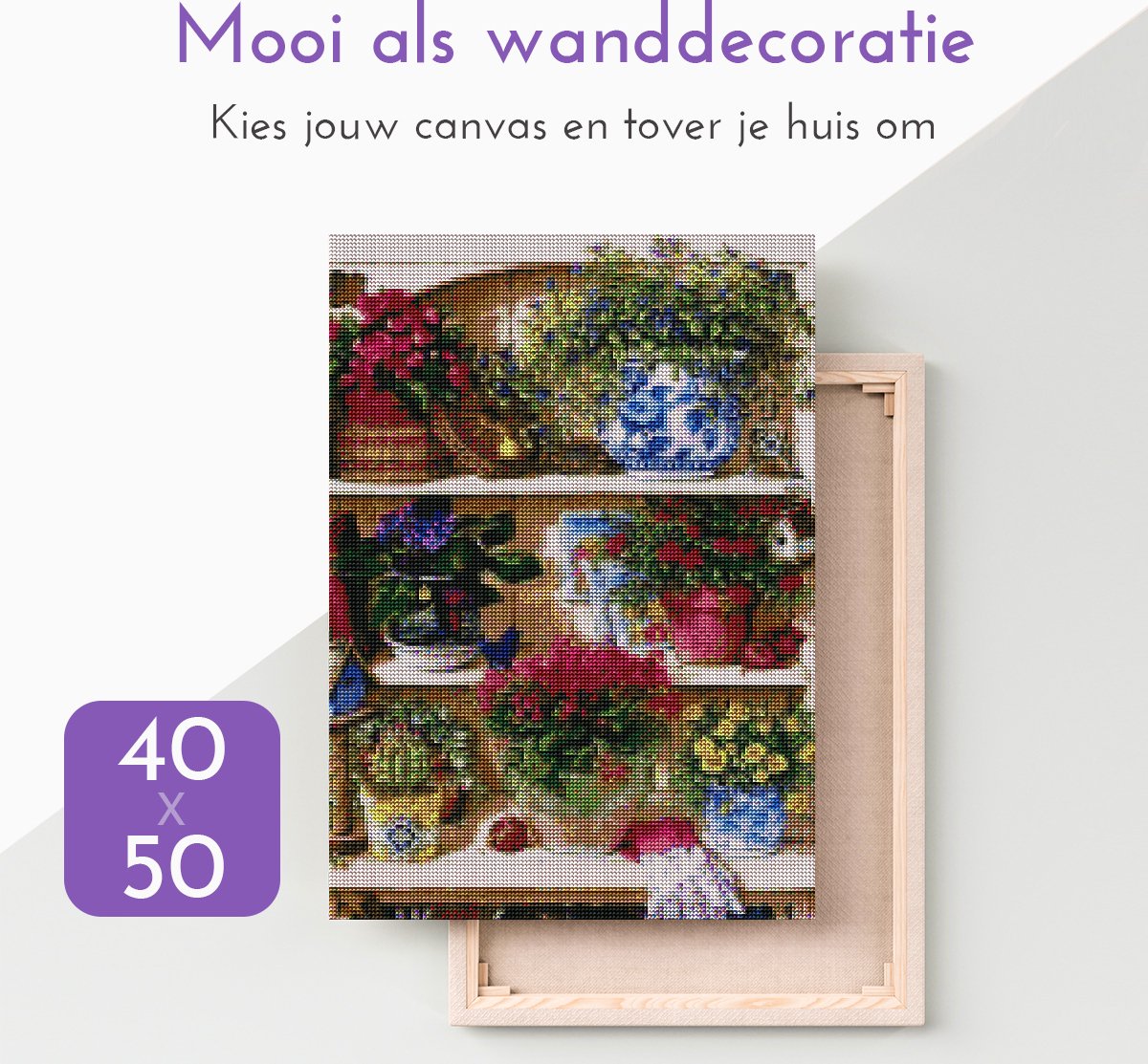 Lienz® Diamond Painting volwassenen 40x50cm – Rond – Bloemen – Potten – Volledig – Pakket Volwassenen — afbeelding 8