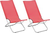 The Living Store Strandstoelen - Campingstoelen - Rood - 48 x 82 x 84 cm - Lichtgewicht en inklapbaar