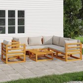 The Living Store Tuinset Acaciahout - Modulair - Massief - Comfortabel - Inclusief kussens - Afmetingen- 68 x 68 x 29 cm (tafel) - 70.5 x 70.5 x 65 cm (hoekbank) - 68 x 70.5 x 65 cm (middenbank) - 73 x 70.5 x 65 cm (tuinstoel)