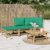 The Living Store Bamboe Loungeset - Modulair Ontwerp - Duurzaam Materiaal - Comfortabele zit - Inclusief Kussens - 7-delige set