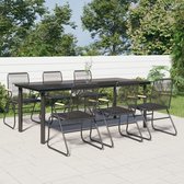 The Living Store Tuinset - PVC-rattan - 200 x 100 x 74 cm - Zwart - Met 6 stoelen