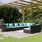 The Living Store Loungeset - Poly Rattan - Zwart - 70x70x60.5 cm - Waterbestendig