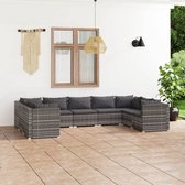 The Living Store Poly Rattan Tuinset - Grijs - Modulair Design - Waterbestendig - Stevig Frame - Comfortabele Kussens
