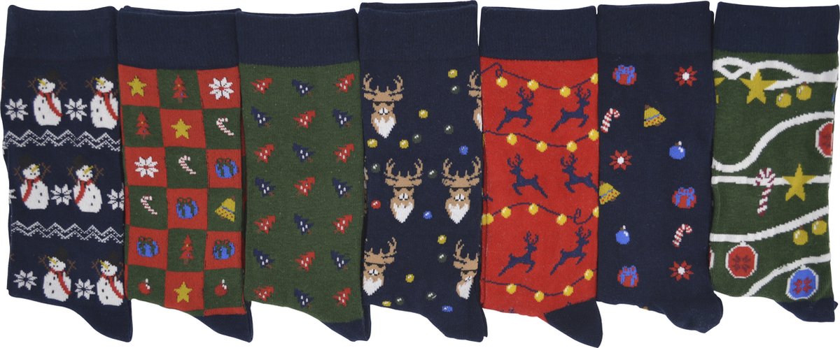 Intersocks heren kerst kousen - Multipack 7 paar - Maat 39/42 - kerstsokken