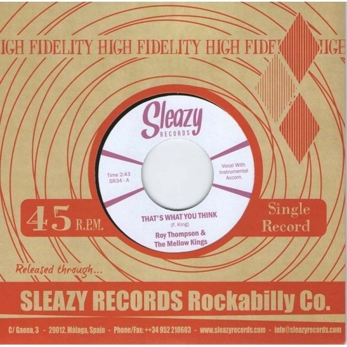 Roy Thompson & The Mellow Kings - That's What You Think (7" Single)
