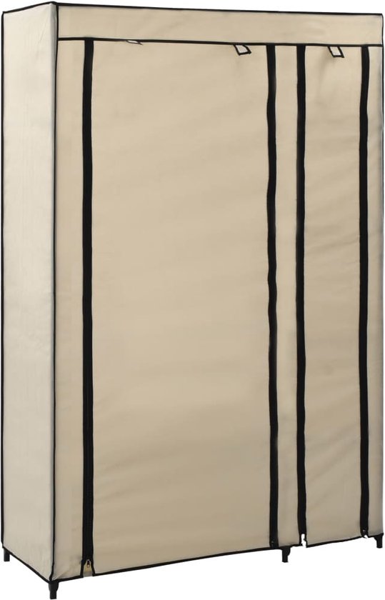 The Living Store Opvouwbare Klerenkast - Kledingkast - 110 x 45 x 175 cm - Opvouwbaar - Crème