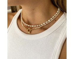 Dubbele ketting - Choker - Multi ketting - Parels - Slotje