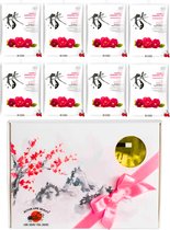 Mitomo Camellia Flower Gezichtmaskers - Giftset Vrouw - 8 x 25g - Verjaardag Cadeau Vrouw - Geschenkset Vrouwen