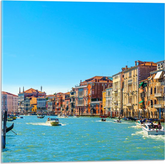 Acrylglas - Wateren van Venetië bij Gekleurde Huisjes - 50x50 cm Foto op Acrylglas (Wanddecoratie op Acrylaat)