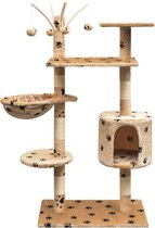 The Living Store Kattenboom - Beige - 96x35x125 cm - Met huisje - hangmat - krabpalen en speeltjes
