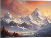 Vlag - Bergen - Bomen - Sneeuw - Wolken - 40x30 cm Foto op Polyester Vlag