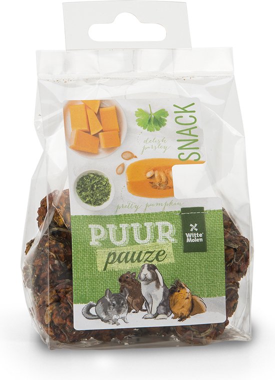 Witte Molen - Knaagdierensnack - Knaagdier - Puur Pauze Groentenbal Peterselie & Pompoen 100gr - Tray - 1st